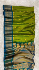 Light Green Silk Saree - Saree Pure Silk Handloom Gadwal Festive Light Green Pujo Edit S11095