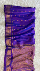 Purple Silk Saree - Saree Pure Silk Handloom Gadwal Festive Purple Pujo Edit S11096