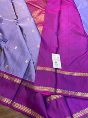 Purple Silk Saree - Saree Pure Handloom Kanchipuram Silk Purple Festive Pujo Edit S11104
