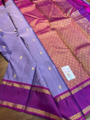 Purple Silk Saree - Saree Pure Handloom Kanchipuram Silk Purple Festive Pujo Edit S11104