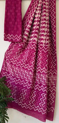 Wine Linen Saree - Saree Cotton Linen Handblock Casual Pujo Edit Wine S11140