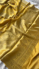 Yellow Muga Saree - Saree Muga Silk Embroidery Festive Pujo Edit Party Wear Yellow S11159