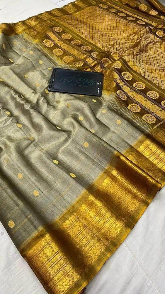 Dark Khaki Sico Gadwal Saree S11183 - Aakritee Fashion