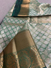 Beige Kanchipuram Saree - Saree Semi Kanchipuram Brocade Beige Green Festive Diwali Pujo Edit S11111 - Saree - Aakritee - S11111