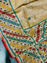 Beige Tussar Saree - Saree Pure Tussar Gujarati Handwork Mirror Work Pujo Edit Festive Beige Diwali S11109 - Saree - Aakritee - S11109