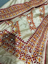 Beige Tussar Saree - Saree Semi Tussar Kathiyawadi Hand Embroiderry Mirror Work Beige Pujo Edit S11093 - Saree - Aakritee - S11093