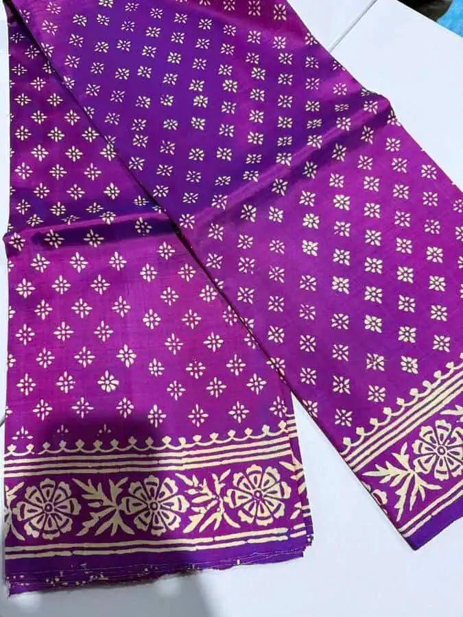 Bishnupuri Silk Dual Shade Purple Hand Block Saree, S10867 - Saree - Aakritee - S10867