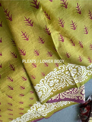 Bishnupuri Silk Half & Half Saree, Olive & Purple Elegance - Saree - Aakritee - S10757