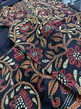 Black Multicolor Hand Kantha Pure Bangalore Silk Saree for Festive - Saree - Aakritee - S10702