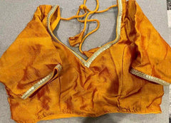 Blouse Bichitra Silk With Sleeve Festive Durga Pujo Diwali Orange Bl0167 Blouse - Blouse - Aakritee - BL0167