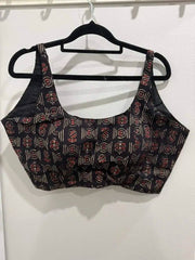 Blouse Cotton Sleeveless Ajrakh Print Black Casual Festive Bl0124 Blouse - Blouse - Aakritee - BL0124