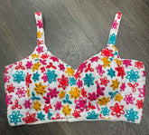 Blouse Georgette Sleeveless Embroidery Mirror Work Festive Party Wear Durga Pujo Diwali White Bl0140 Blouse - Blouse - Aakritee - BL0140