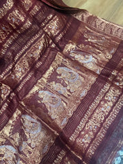 Brown Pure Matka Baluchari Saree - Saree Pure Matka Baluchari Festive Diwali Brown Traditional S11277 - Saree - Aakritee - S11277