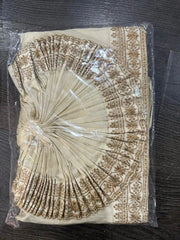 Dhoti Raw Silk Beige Body Pale Goldenrod Border Festive Ready To Wear Durga Pujo D0022 - Dhoti - Aakritee - D0022