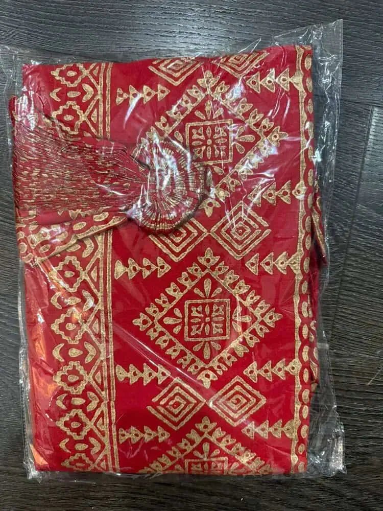 Dhoti Raw Silk Red Body Red Border Festive Ready To Wear Durga Pujo D0019 - Dhoti - Aakritee - D0019
