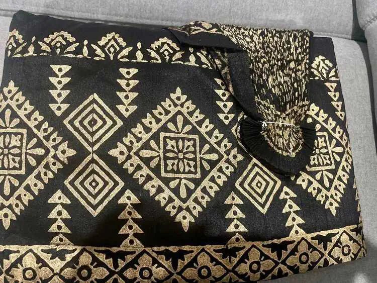 Dhoti - ready - to - wear with - string - Raw Silk Black D00002 - Aakritee - D00002