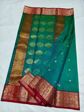 Green Chanderi Saree - Saree Pure Handloom Chanderi Katan Silk Green Pujo Edit Festive Diwali S11118 - Saree - Aakritee - S11118