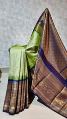 Green Silk Saree - Semi Gadwal Silk Festive Traditional Dark Sea Green S11055 - Saree - Aakritee - S11055