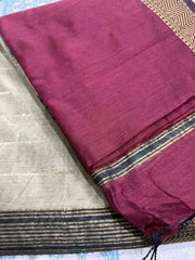 Handloom Cotton Silk Maroon Saree for Casual Wear - Saree - Aakritee - S10693