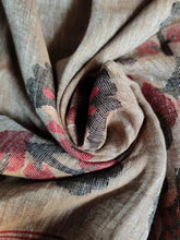 Handloom Jamdani Dark Beige Saree, Festive Linen - Saree - Aakritee - S10505