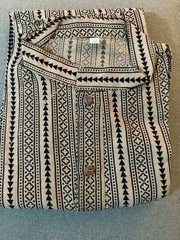 Kurta Cotton Ajrakh Block Print Beige Casual Durga Pujo Diwali Pk00238 - Kurta - Punjabi - Aakritee - PK00238