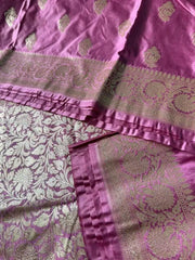 Mauve Pink Mushroo Banarasi Saree, Wedding & Festive Elegance - Saree - Aakritee - S10763