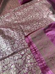 Mauve Pink Mushroo Banarasi Saree, Wedding & Festive Elegance - Saree - Aakritee - S10763