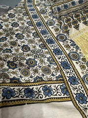 Multicolour Silk Saree - Pure Modal Silk Ajrakh Festive Casual Pale Goldenrod S11048 - Saree - Aakritee - S11048