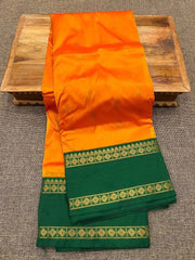 Orange Semi Irkal Saree - Saree Semi Irkal Traditional Festive Diwali Orange S11262 - Saree - Aakritee - S11262