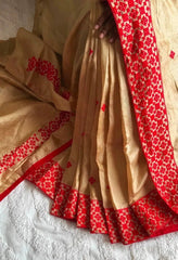 Peru Tussar Gujarati Embroidery Saree - Saree Tussar Gujarati Embroidery Peru Festive Pujo Edit Diwali S11251 - Saree - Aakritee - S11251