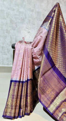 Pink Silk Saree - Semi Gadwal Silk Festive Traditional Pink S11058 - Saree - Aakritee - S11058