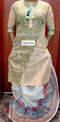 Punjabi Cotton Madhubani Beige Traditional Festive Wear - Kurta - Punjabi - Aakritee - PK00209