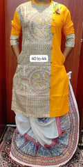 Punjabi Cotton Madhubani Yellow Traditional Festive Ethnic Wear - Kurta - Punjabi - Aakritee - PK00214