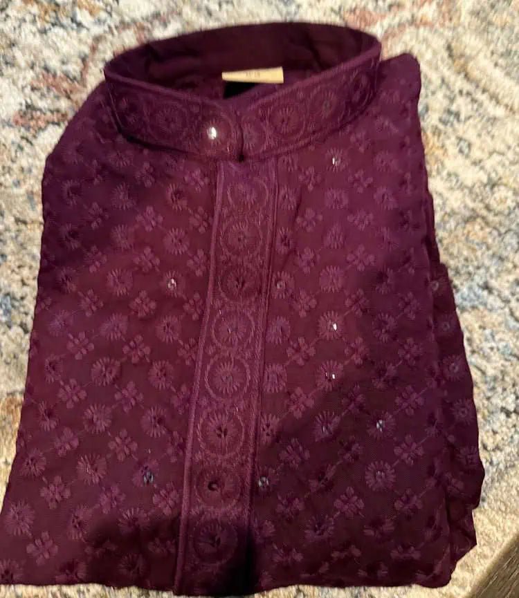 Punjabi/Kurta Georgette Hand Chikankari Sequins - Burgundy - 70 AUD - Kurta - Punjabi - Aakritee - PK00188
