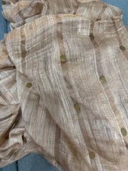 Pure Gini Matka Saree Ð Beige Festive Durga Pujo Party Wear, S10864 - Saree - Aakritee - S10864