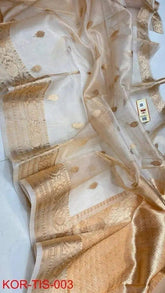 Pure Tissue Silk Banarasi Saree - Beige Festive Elegance - Saree - Aakritee - S10687