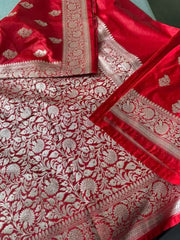 Red Mushroo Banarasi Saree Ð Wedding & Festive Elegance - Saree - Aakritee - S10761