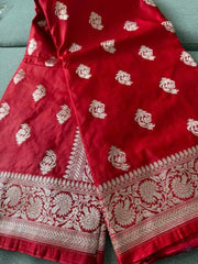 Red Mushroo Banarasi Saree Ð Wedding & Festive Elegance - Saree - Aakritee - S10761