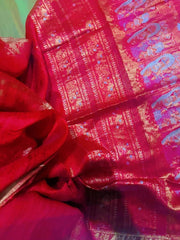 Red Pure Matka Baluchari Saree - Saree Pure Matka Baluchari Festive Diwali Red Traditional S11280 - Saree - Aakritee - S11280