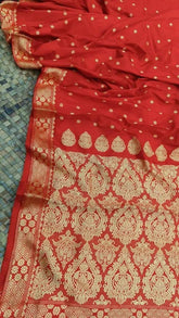 Red Silk Saree - Saree Pure Handloom Assam Silk Red Festive Pujo Edit Premium Diwali S11136 - Saree - Aakritee - S11136