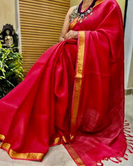 Resham Kota Saree Ð Peach Pink with Zari Border - Saree - Aakritee - S10775