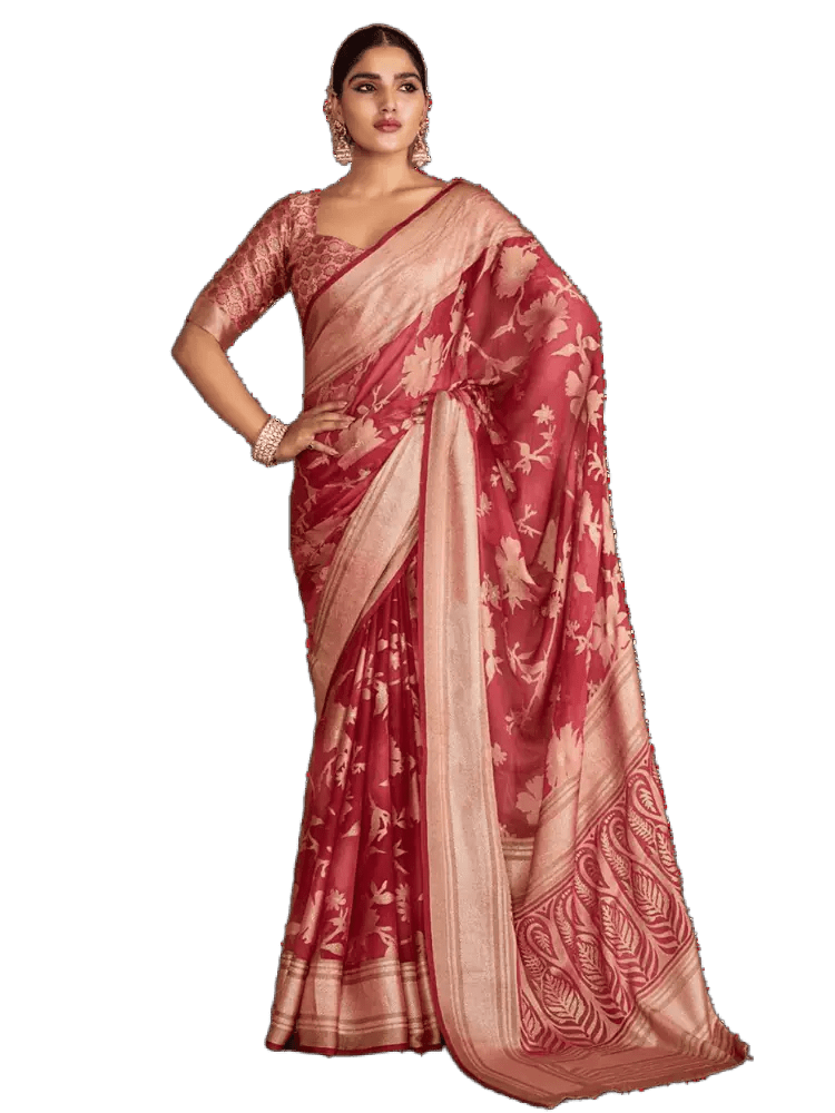 Saree Brasso - Pink S00091 - Aakritee -