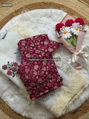 Saree Chiffon Georgette Floral Embroidery White Festive Party Wear S10903 - Saree - Aakritee - S10903
