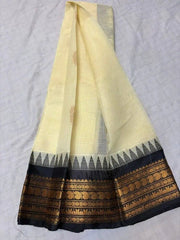 Saree Cotton Gadwal Festive Durga Pujo Traditional Beige S11039 Saree - Saree - Aakritee - S11039