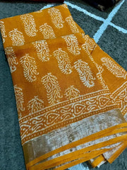Saree_Linen Slub_Price - AUD55_yellow_S00009 - Sale - Saree - Aakritee - S0000955