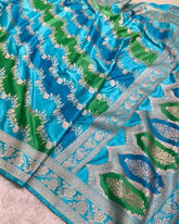 Saree Mashru Banarasi Festive Party Wear Rangkaat Sky Blue Durga Pujo S10919 - Saree - Aakritee - S10919