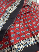 Saree Modal Silk Ajrakh Organic Dyed Party Wear Casual Red Festive S10905 - Saree - Aakritee - S10905