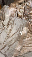 Saree Mushroo Silk Banarasi Festive Durga Pujo Trendy Dark Khaki S10895 - Saree - Aakritee - S10895