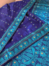 Saree Pure Assam Mulberry Silk Traditional Festive Authentic Silk Mark Durga Pujo Diwali Premium Exclusive Royal Blue S11030 Saree - Saree - Aakritee - S11030