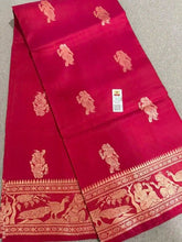 Saree Pure Bengal Handloom Authentic Baluchari On Premium Quality Bishnupuri Silk Dual Shade Crimson Festive Traditional Durga Pujo Diwali S10997 - Saree - Aakritee - S10997